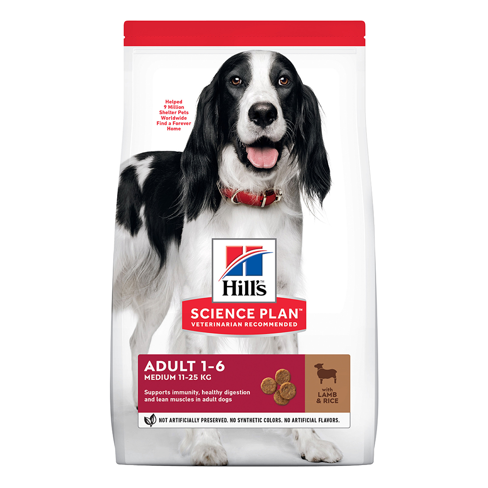 2x14kg Adult 1-6 Medium agneau, riz Hill's Science Plan Croquettes pour chien