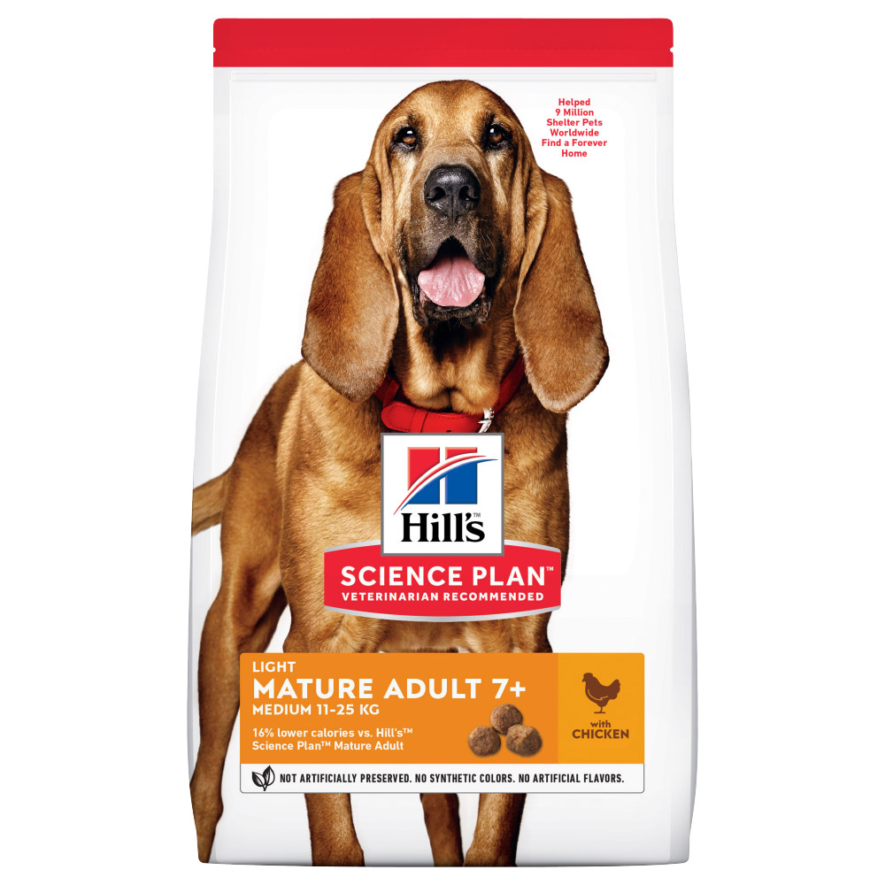 14kg Adult 7+ Medium Light poulet Croquettes Hill's Science Plan pour chien